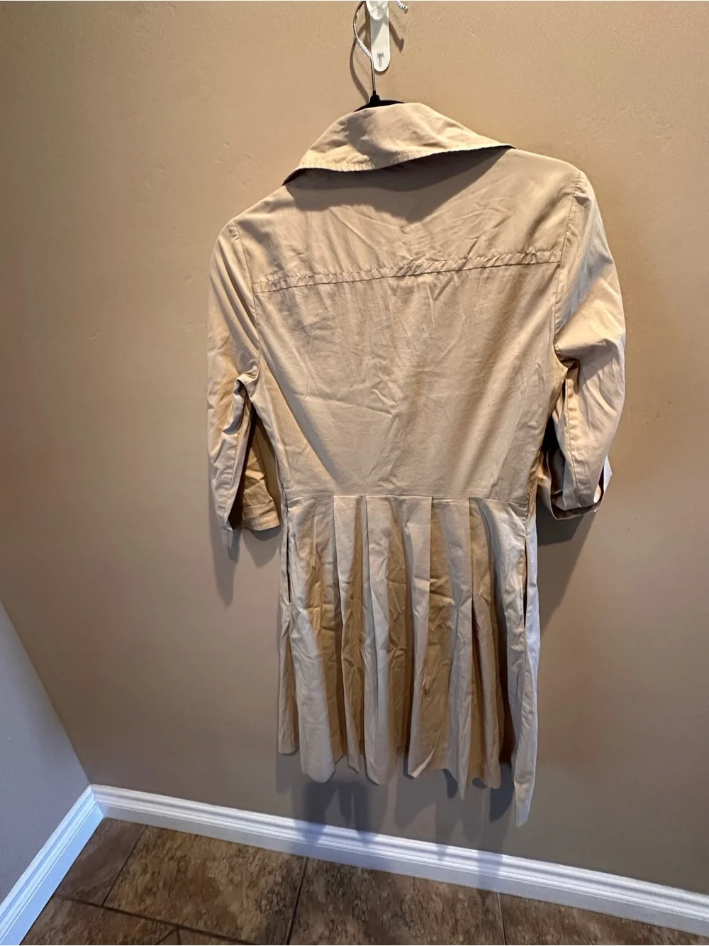 Tory Burch Blythe Khaki Safari Shirt Dress Tan Utility Size 2 MINT